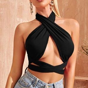🦋4/$20 SALE - NWOT Open Front Crisscross Halterneck Top